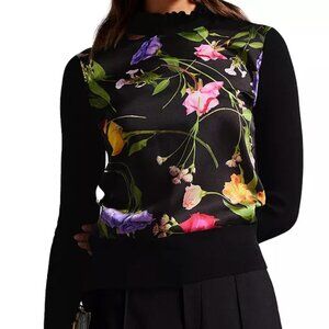 Ted Baker Daneaa Woven Front Mock Neck Sweater